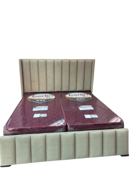 Beige double bed — image 1