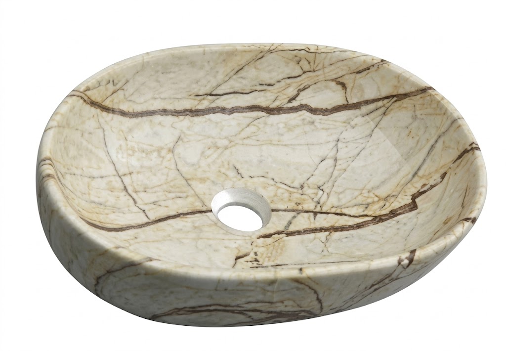 Beige Marble Round Tabletop Wash Basin — image 1