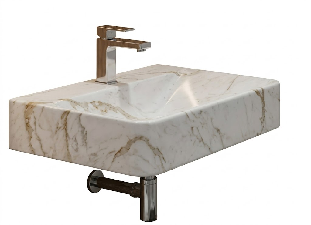 Beige Marble Wall Hung Wash Basin — image 1
