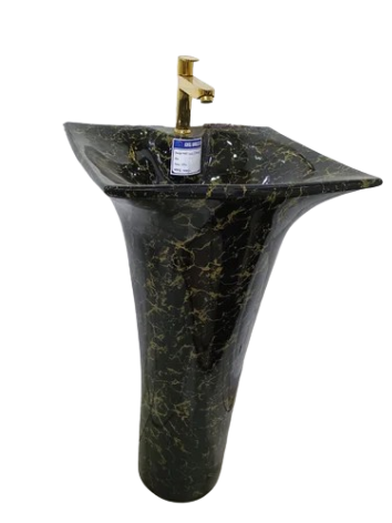 Black Fire Ceramic Pedestal Wash Basin — image 1