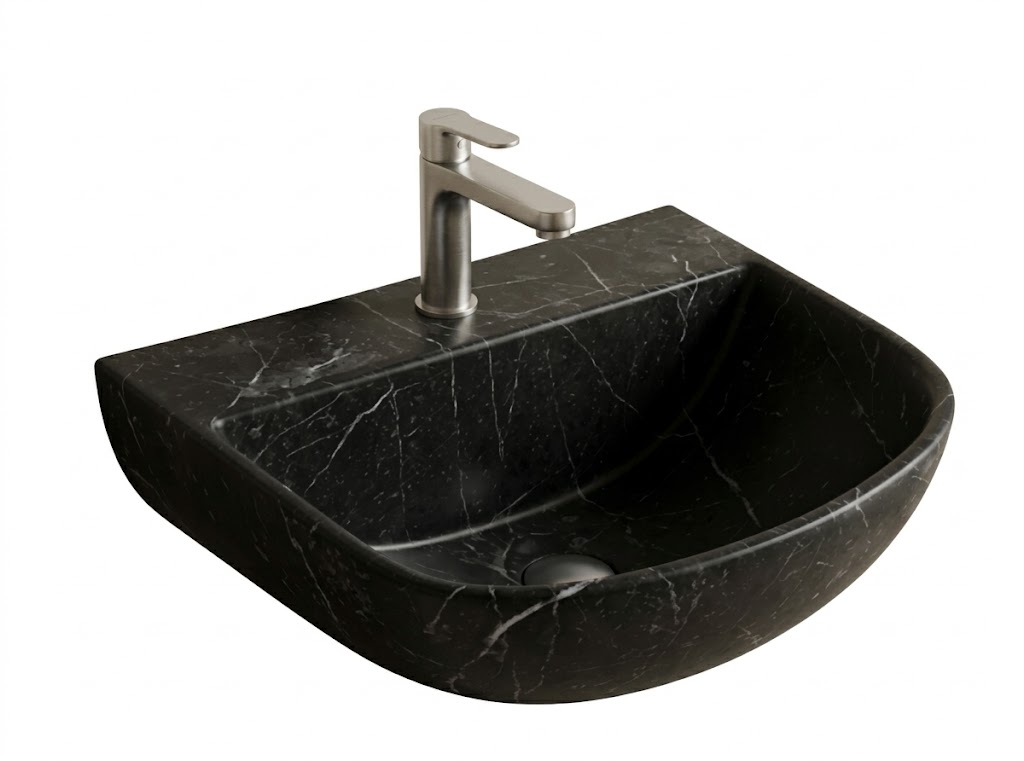 Black Marble Finish Wall Hung Wash Basin — image 1