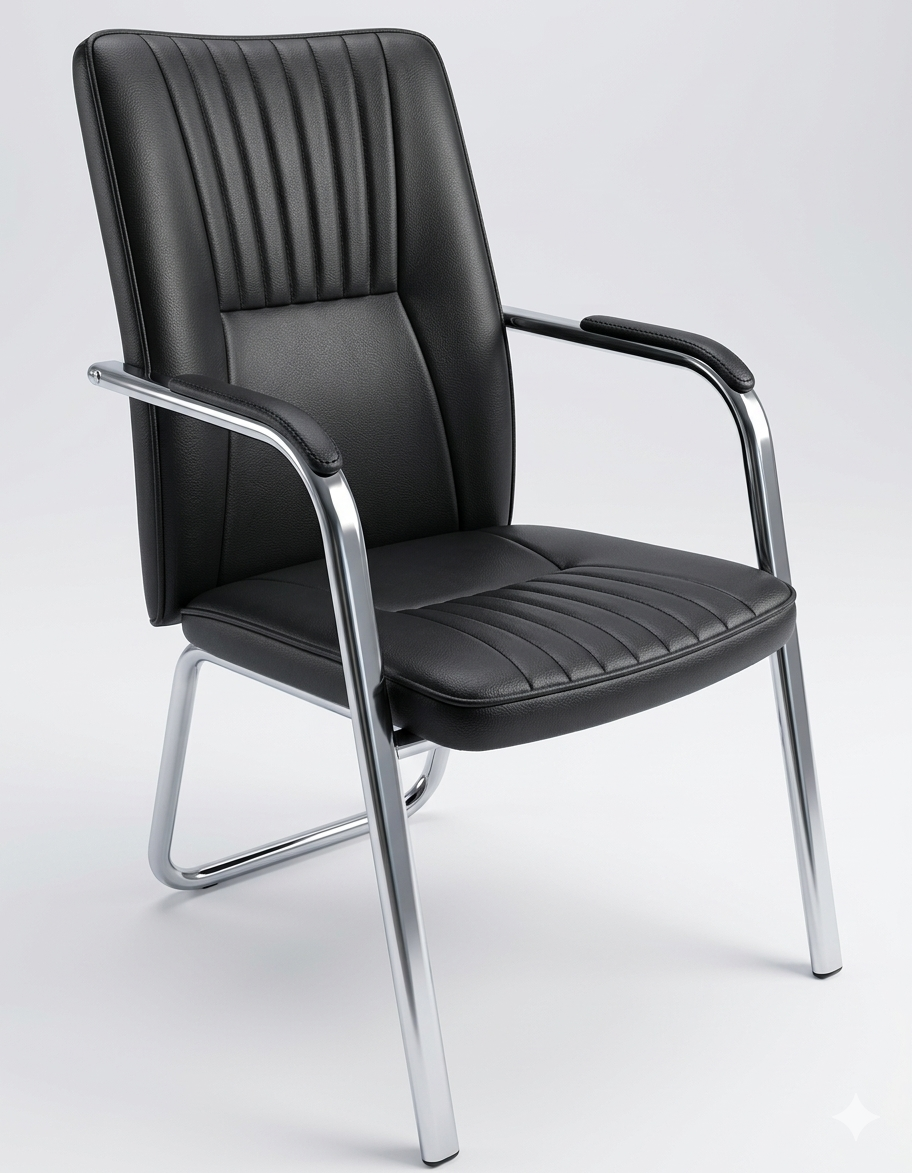 Black Ribbed Executive Visitor Chair — image 1