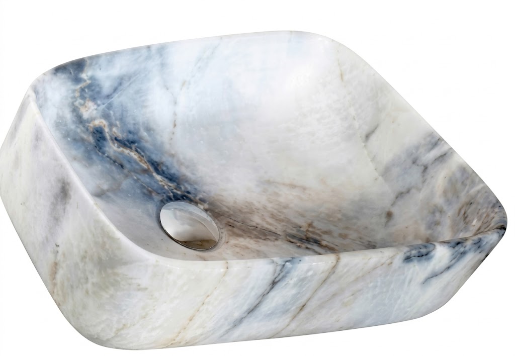 Blue Marble Rectangular Tabletop Wash Basin — image 1
