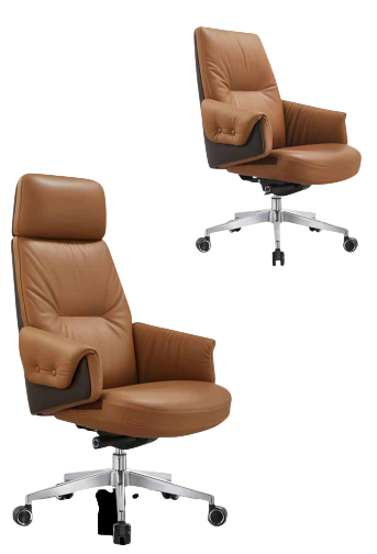 Brown Leather Executive Office Chair — image 1