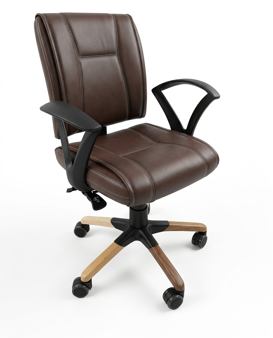 Brown Leather Office Chair — image 1