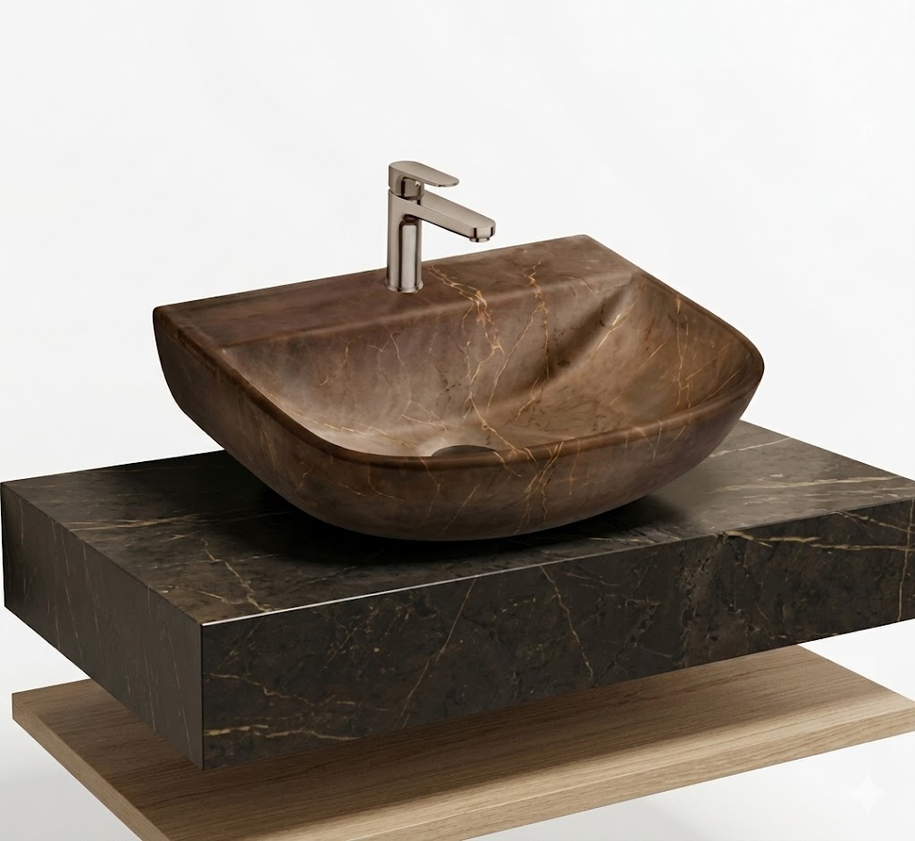  Brown Marble Finish Wall Hung Wash Basin — image 1
