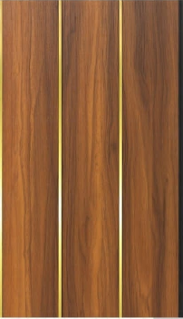 Classic Walnut Wood Panel with Gold Inlay Strips — image 1