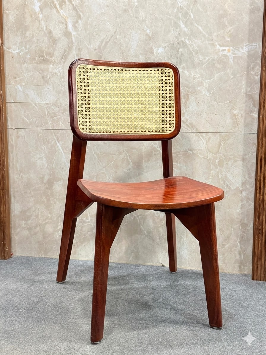 Classic Wooden Cane Back Dining Chair — image 1