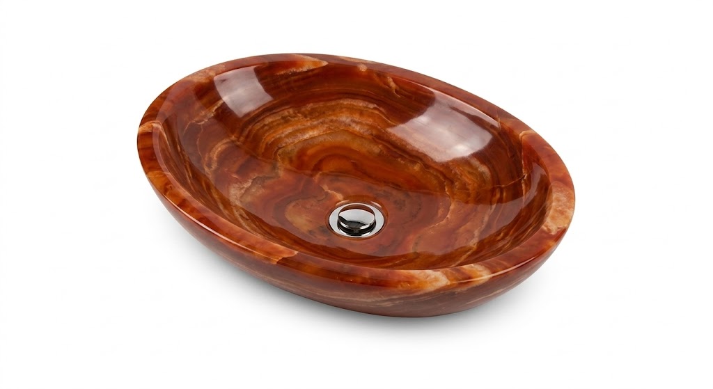 Copper-Colored Oval Table Top Ceramic Basin — image 1