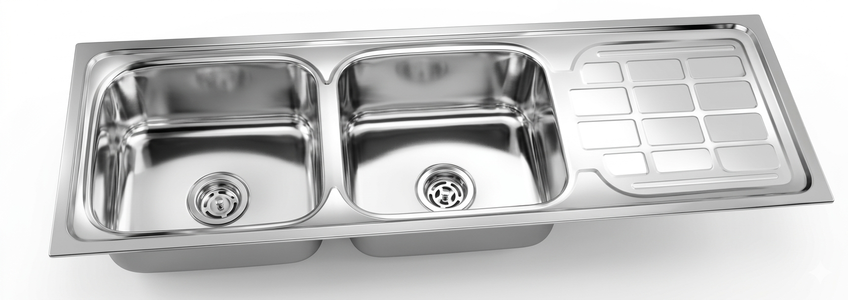 Double Bowl Stainless Steel Kitchen Sink with Drain Board — image 1