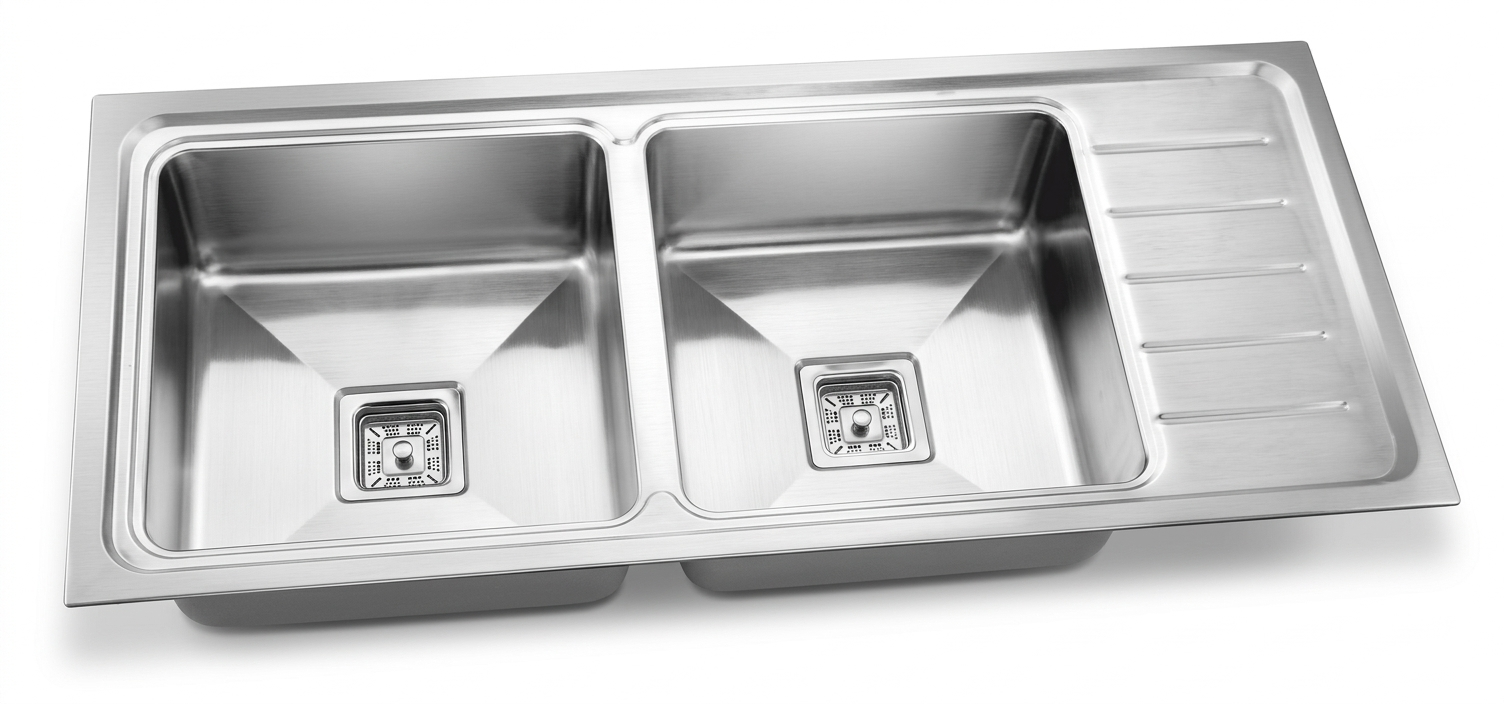 Double Bowl with Drain Board — image 1