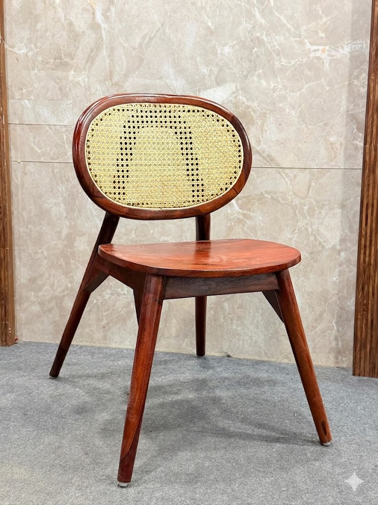 Elegant Oval Cane Back Wooden Dining Chair — image 1