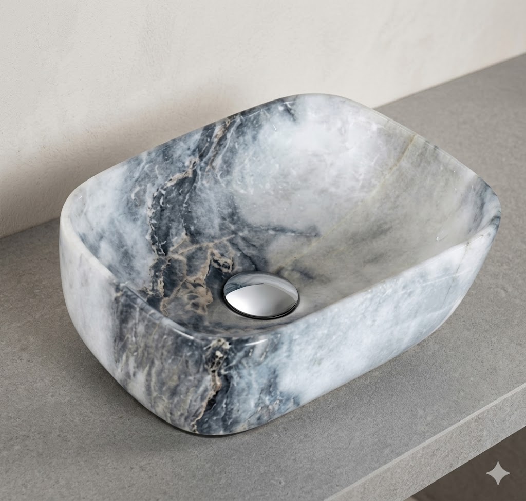 Grey Marble Finish Table Top Wash Basin — image 1