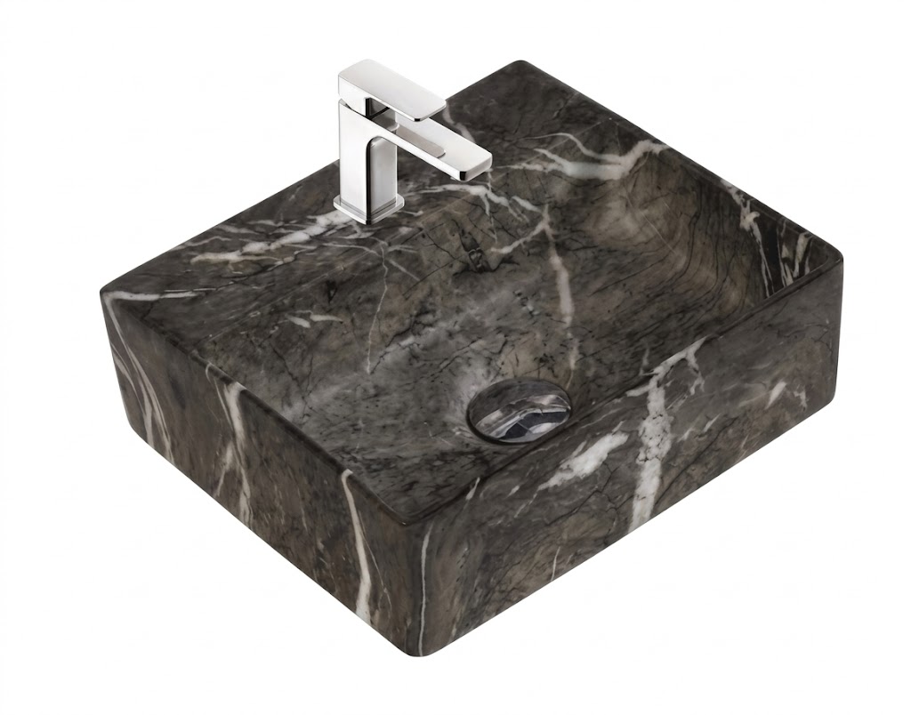 Grey Marble Square Tabletop Wash Basin — image 1