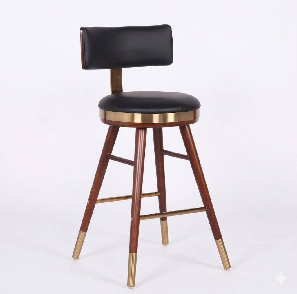 Luxury Brass Accent Bar Stool with Backrest — image 1