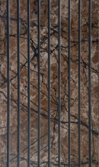 Luxury Brown Marble Finish Fluted Wall Panel with Black Groove Accents — image 1
