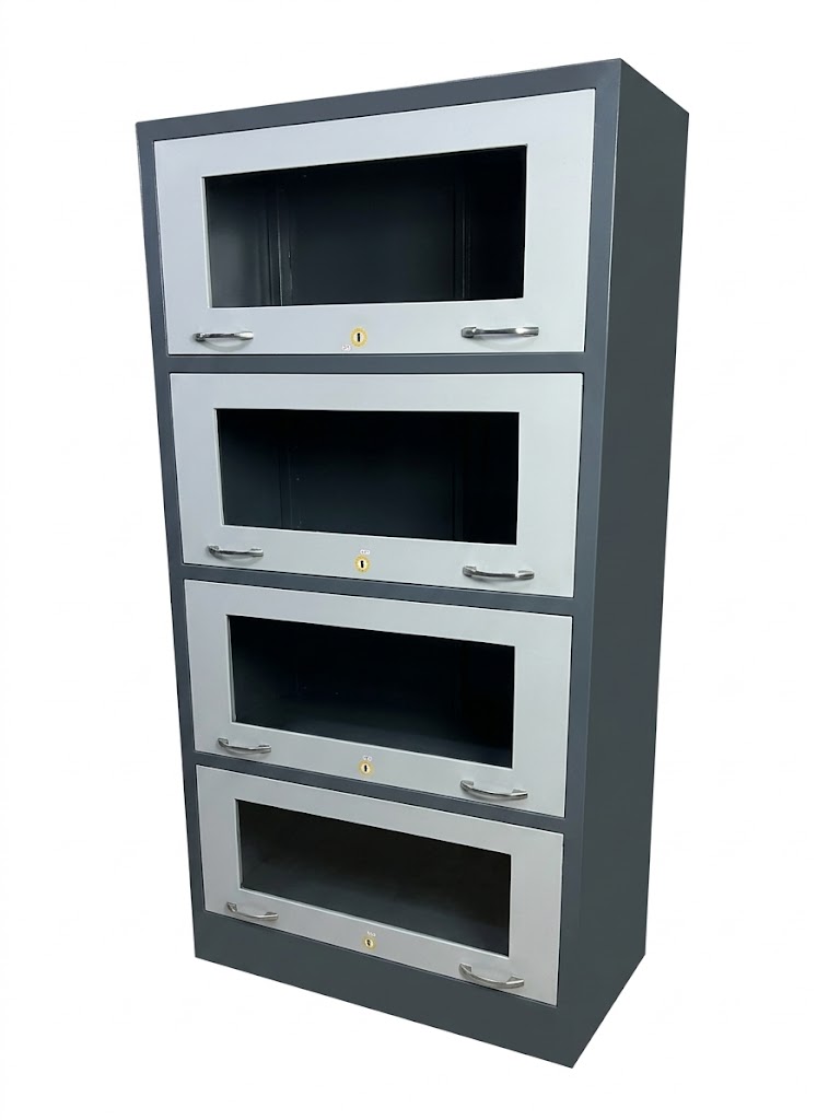 Metal Bookshelf with Glass Doors — image 1
