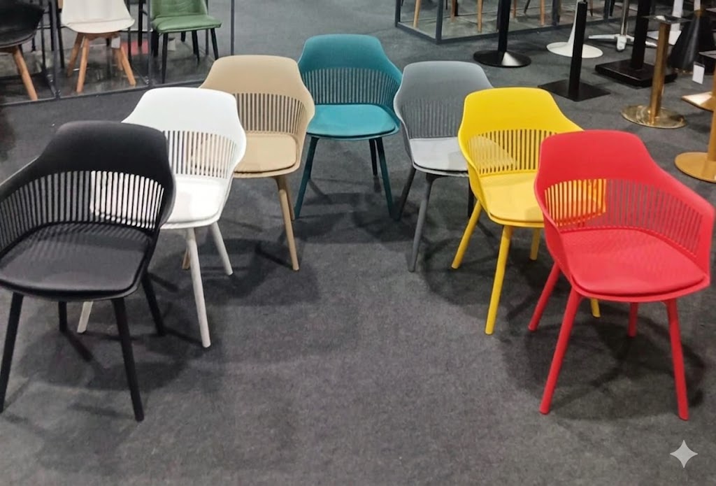 Modern Plastic Dining Chair with Ventilated Back — image 1