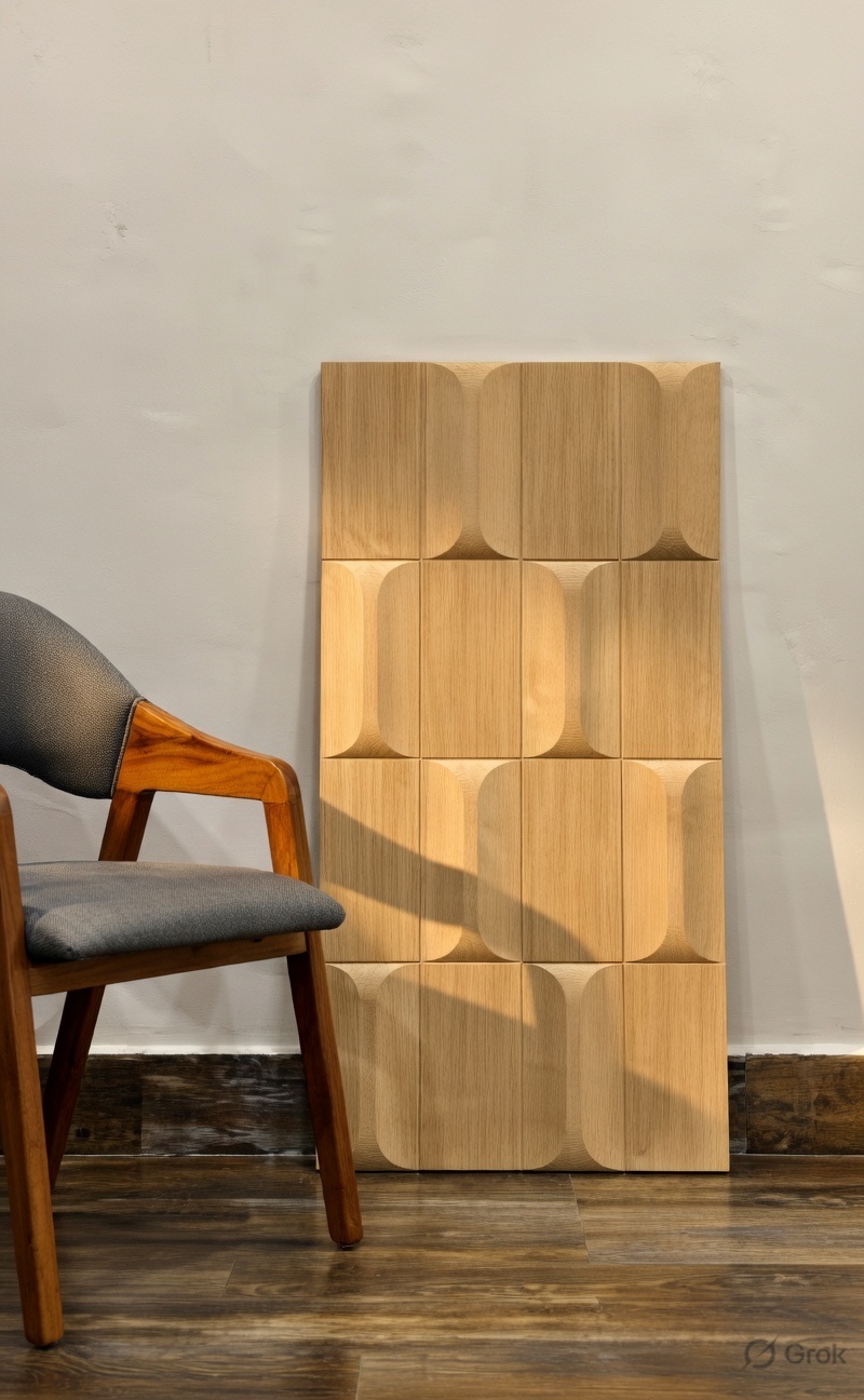 Modern Wooden 3D Geometric Wall Panel — image 1