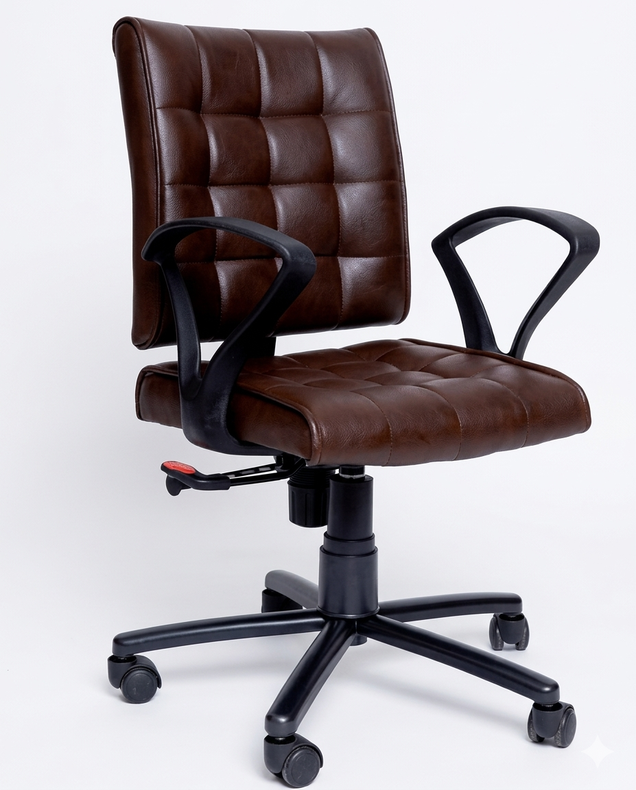 Premium Brown Leatherette Office Chair — image 1