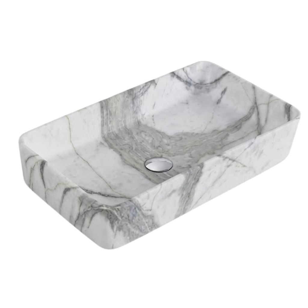 Rectangular Marble Finish Table Top Wash Basin — image 1
