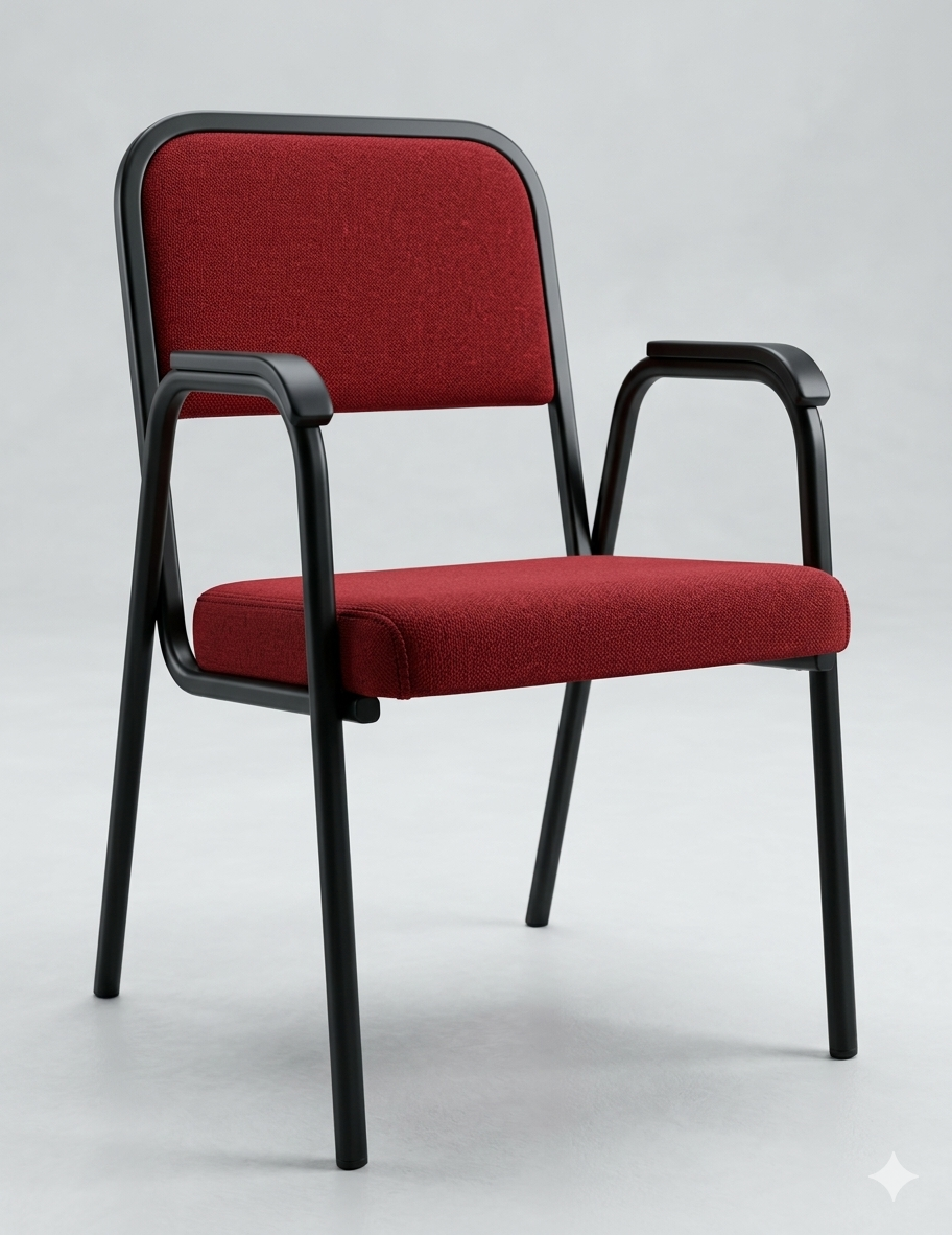 Red Padded Mid-Back Visitor Chair — image 1