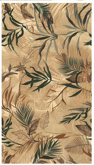 Tropical Beige Botanical Leaf Panel — image 1
