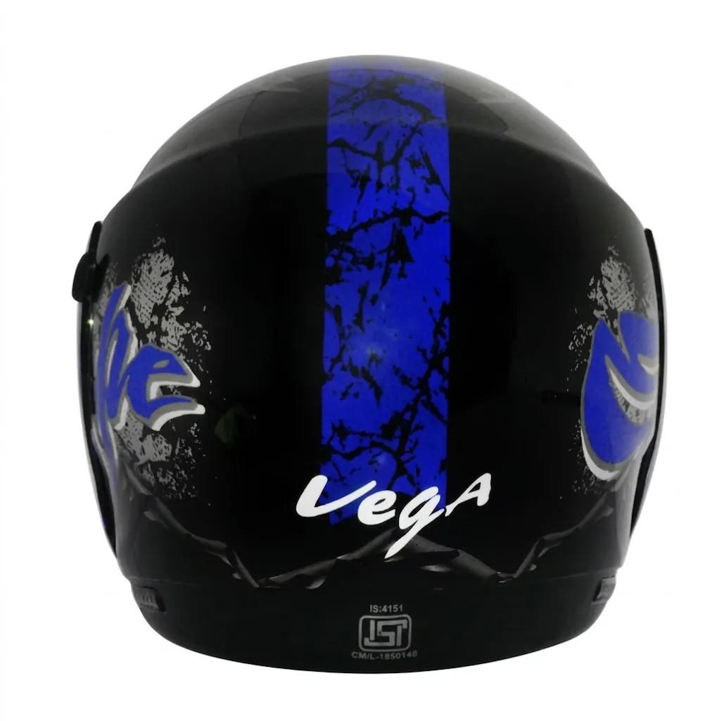 VEGA Boolean Escape Black Base With Blue Graphic Full Face Medium Helmet — image 2