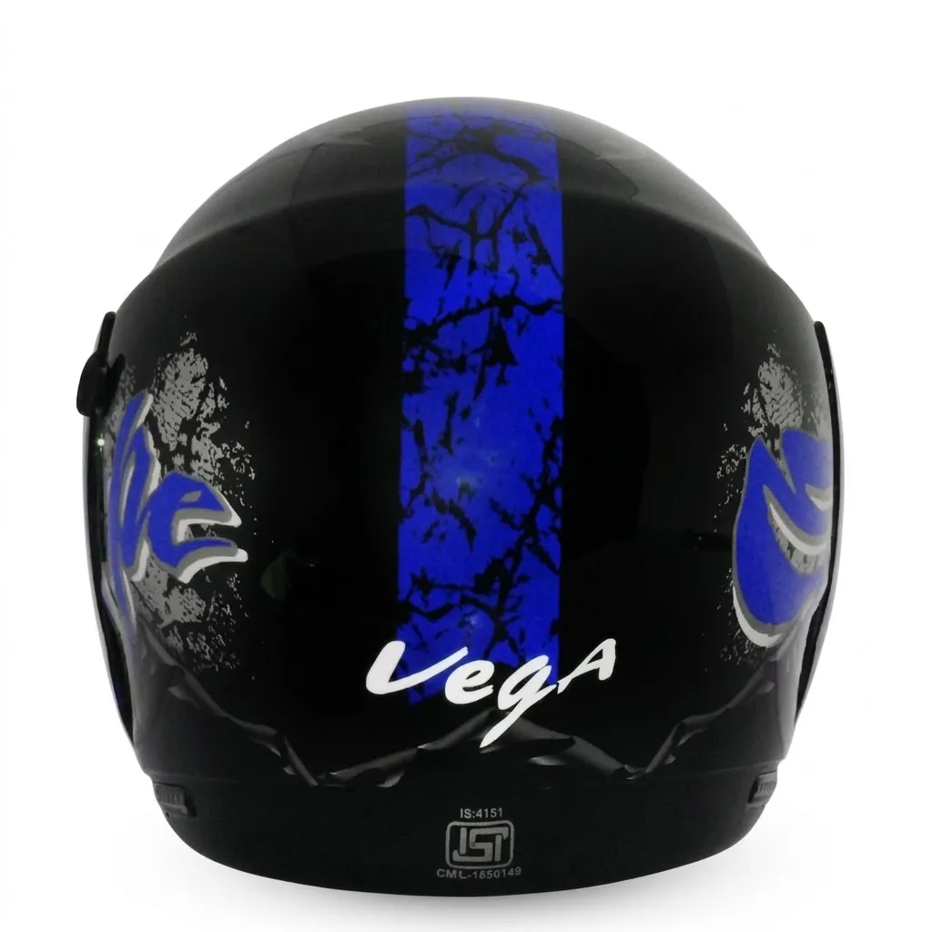 VEGA Boolean Escape Black Base With Blue Graphic Full Face Medium Helmet — image 1
