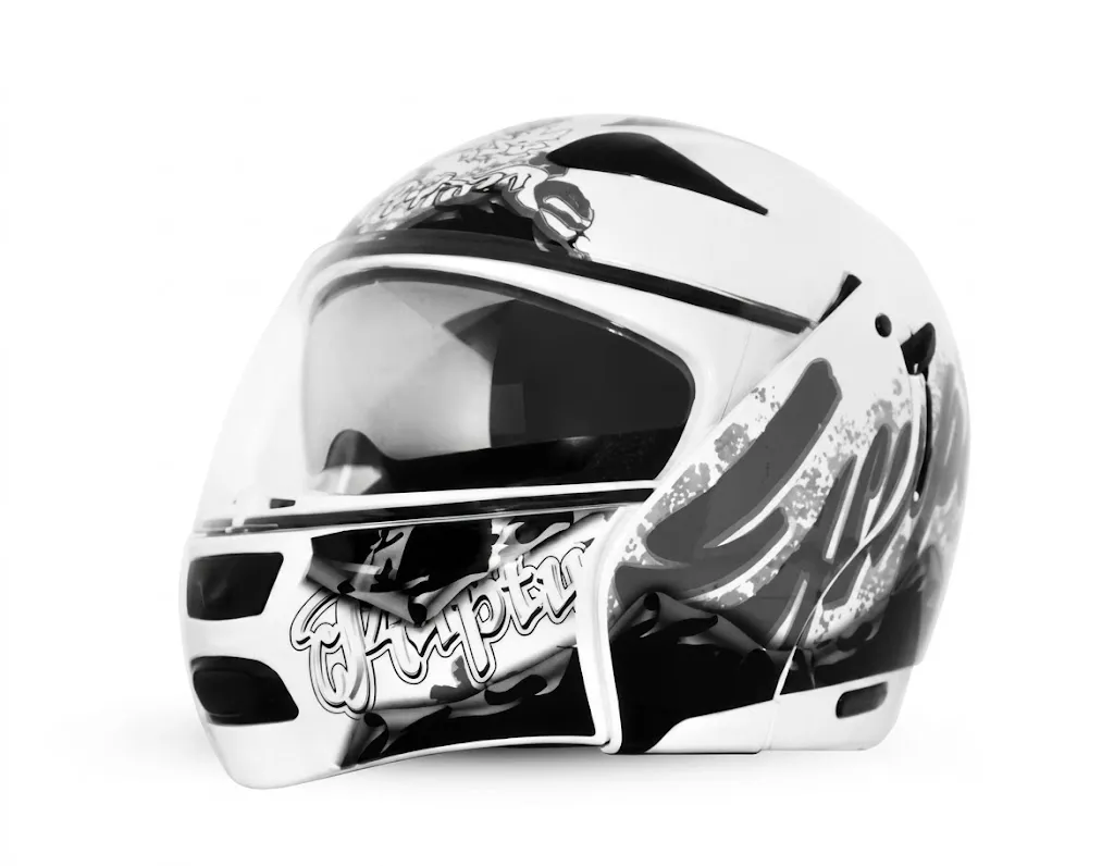 VEGA Boolean Escape White Base With Silver Graphic Full Face Medium Helmet — image 2