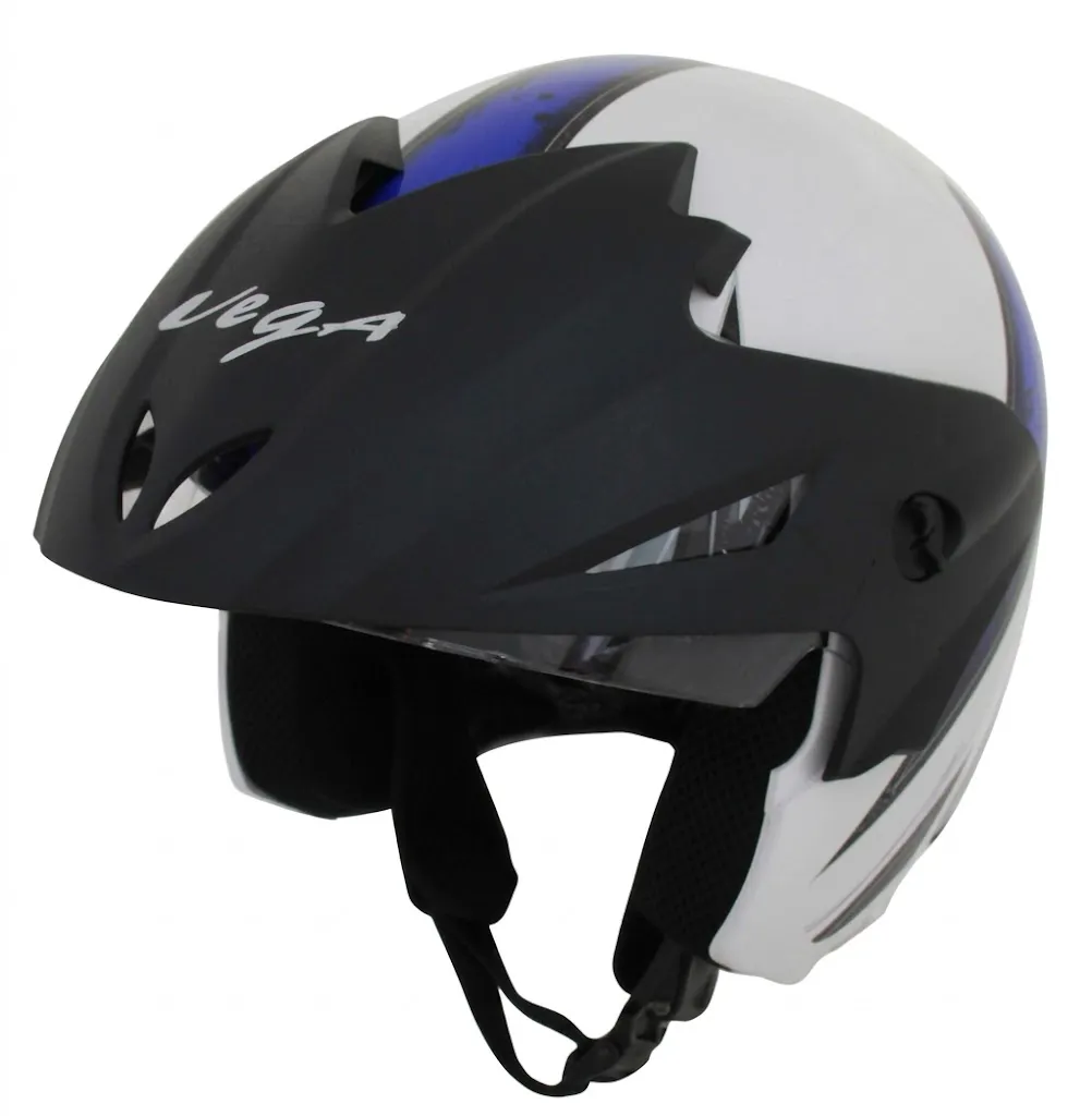 VEGA Cruiser Arows W/P White Base With Blue Graphic Open Face Medium Helmet — image 1