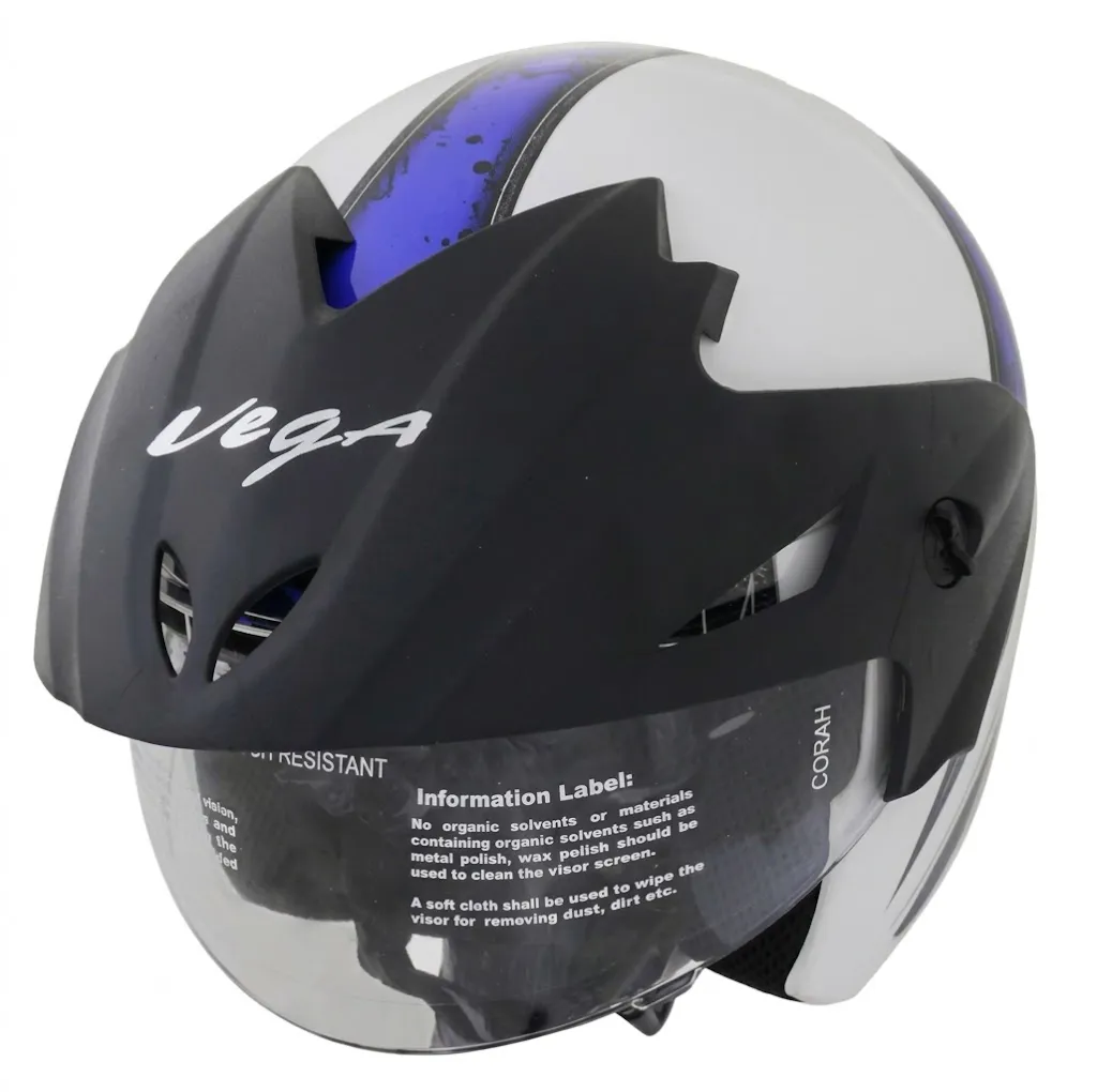 VEGA Cruiser Arows W/P White Base With Blue Graphic Open Face Medium Helmet — image 2