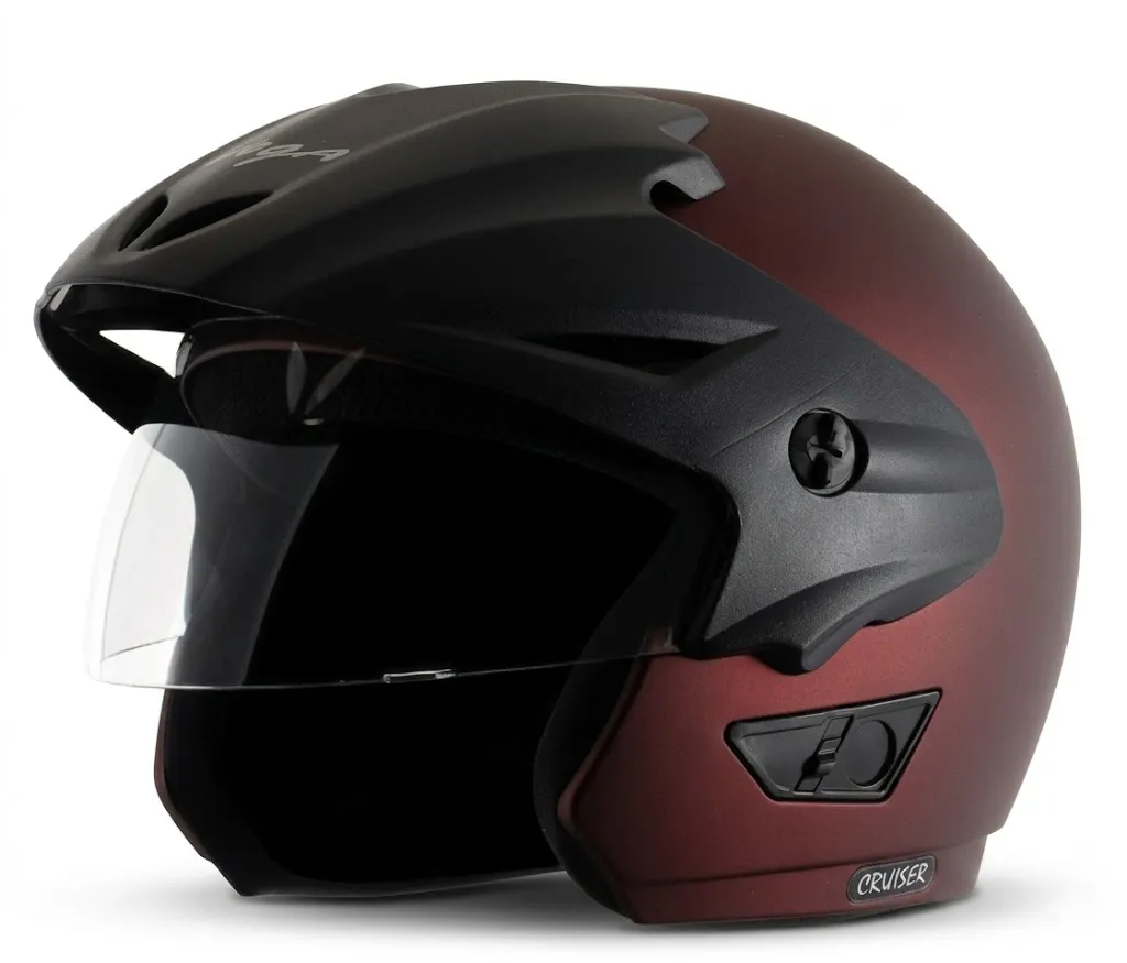 VEGA Cruiser W/P Dull Burgundy Open Face Medium Helmet — image 2