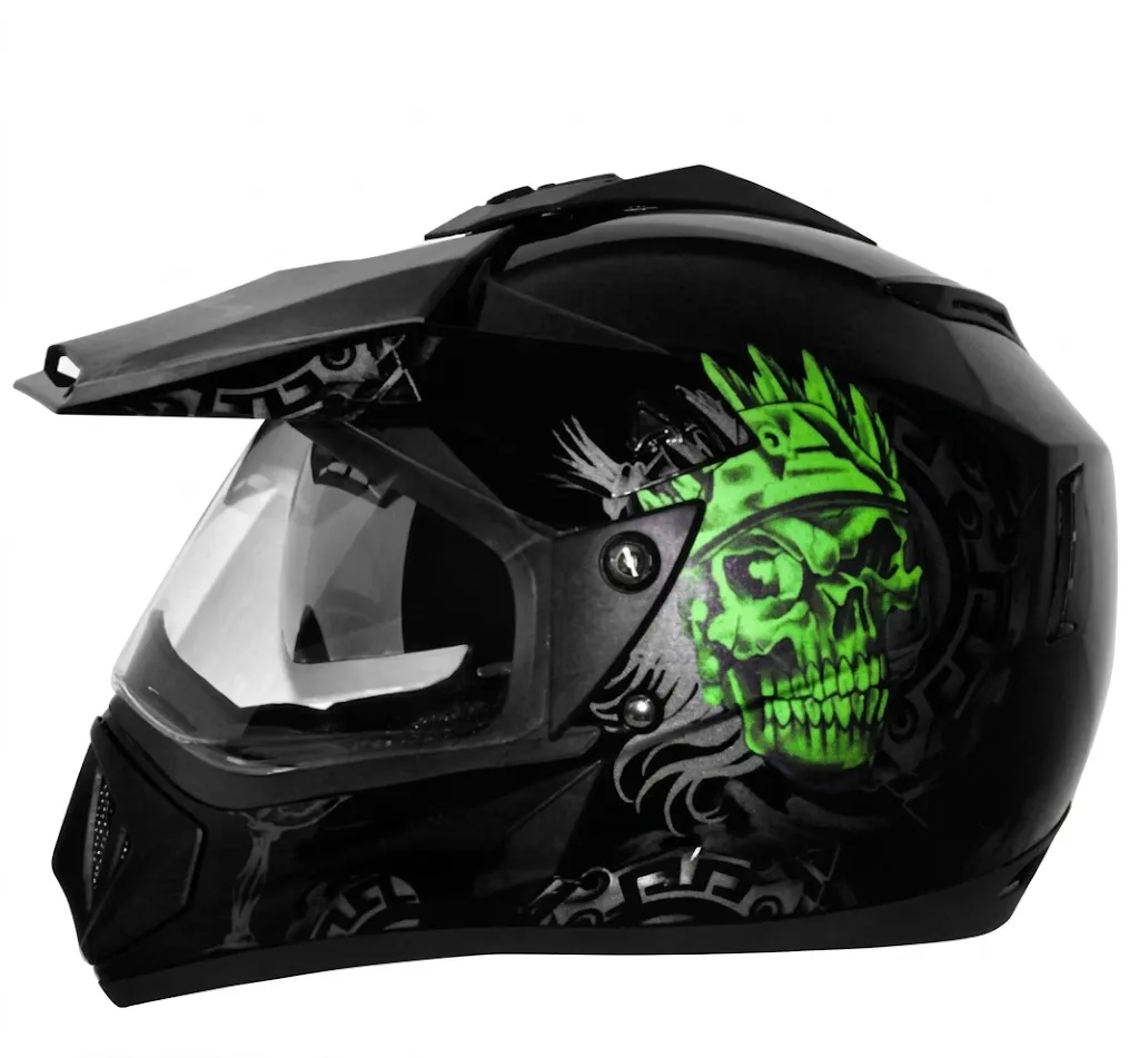 VEGA Off Road D/V Ranger Black Base With Green Graphic Off-Road Helmet Medium Helmet  — image 1