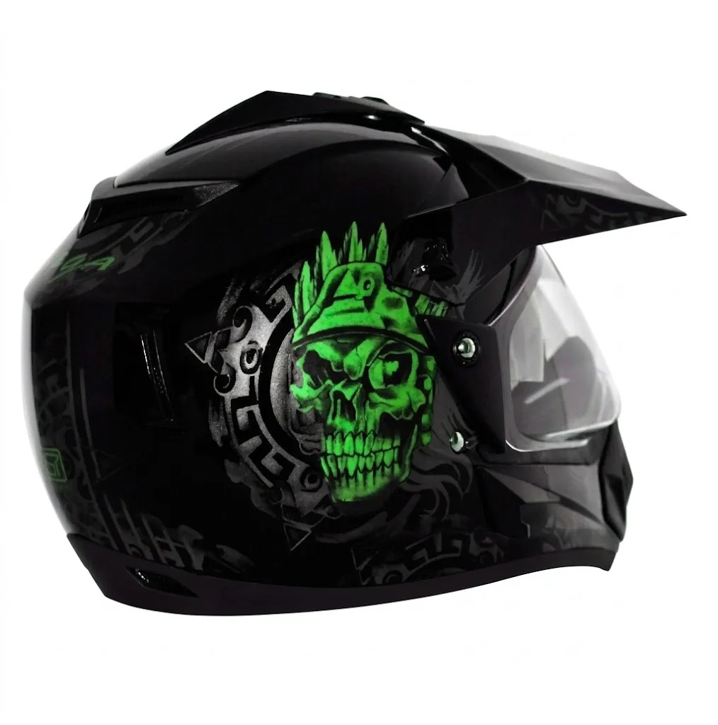 VEGA Off Road D/V Ranger Black Base With Green Graphic Off-Road Helmet Medium Helmet  — image 2