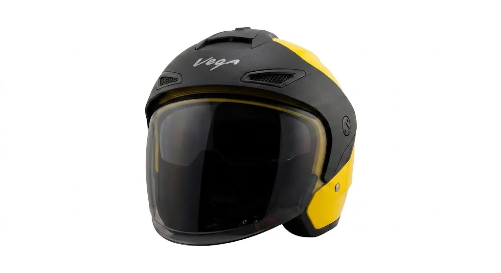 Vega Cruiser W/P Open Face Helmet – Yellow & Black — image 1