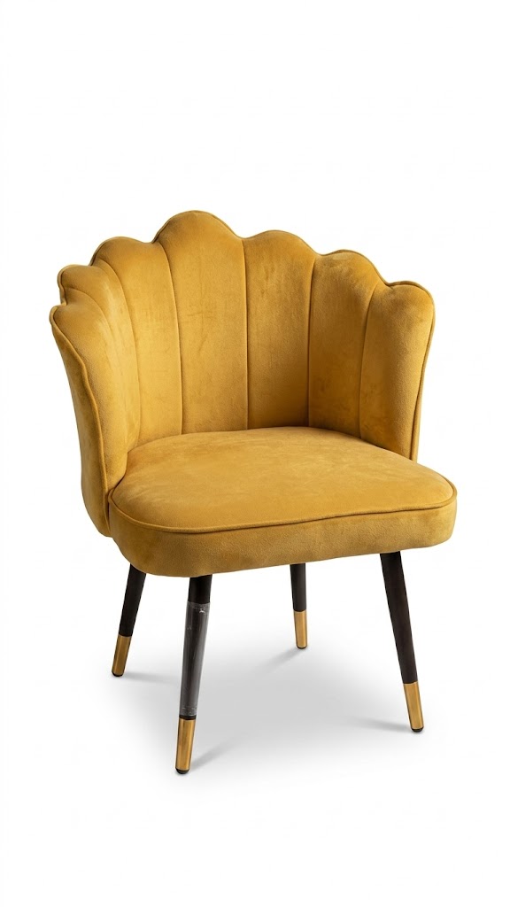 Velvet Scalloped Shell Accent Chair — image 1
