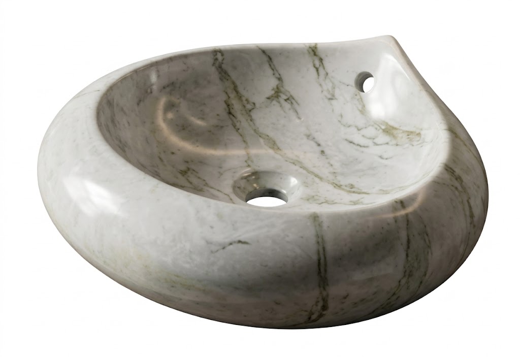 White Marble Finish Ceramic Tabletop Basin — image 1