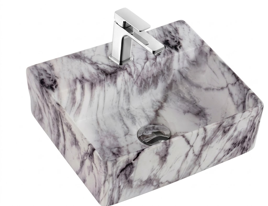 White Marble Rectangular Tabletop Wash Basin — image 1