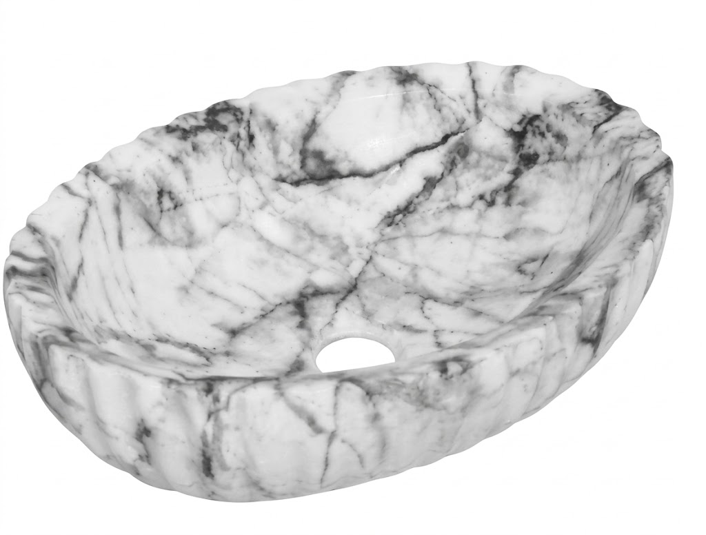 White Marble Textured Round Tabletop Wash Basin — image 1